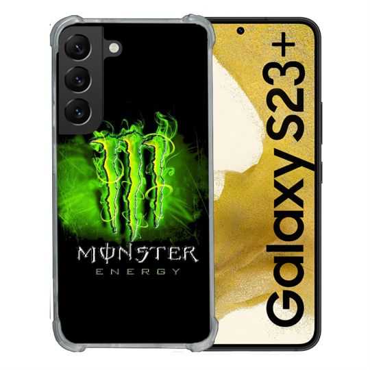 Coque Renforcée En Verre Trempé Pour Samsung Galaxy S23 Plus Monster Energy Vert