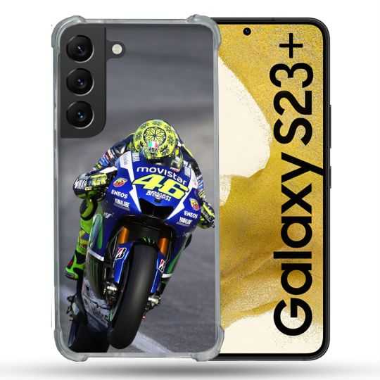 Coque Renforcée En Verre Trempé Pour Samsung Galaxy S23 Plus Moto Course GP Wheeling 46
