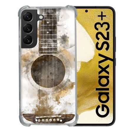 Coque Renforcée En Verre Trempé Pour Samsung Galaxy S23 Plus Musique Guitare Tag