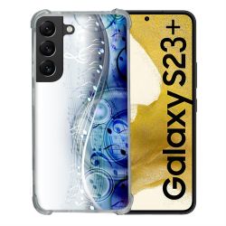 Coque Renforcée En Verre Trempé Pour Samsung Galaxy S23 Plus Musique Partition Vague