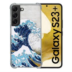 Coque Renforcée En Verre Trempé Pour Samsung Galaxy S23 Plus Peinture La Grande Vague
