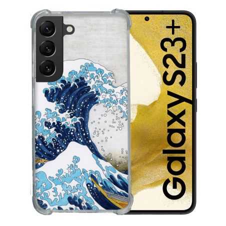 Coque Renforcée En Verre Trempé Pour Samsung Galaxy S23 Plus Peinture La Grande Vague