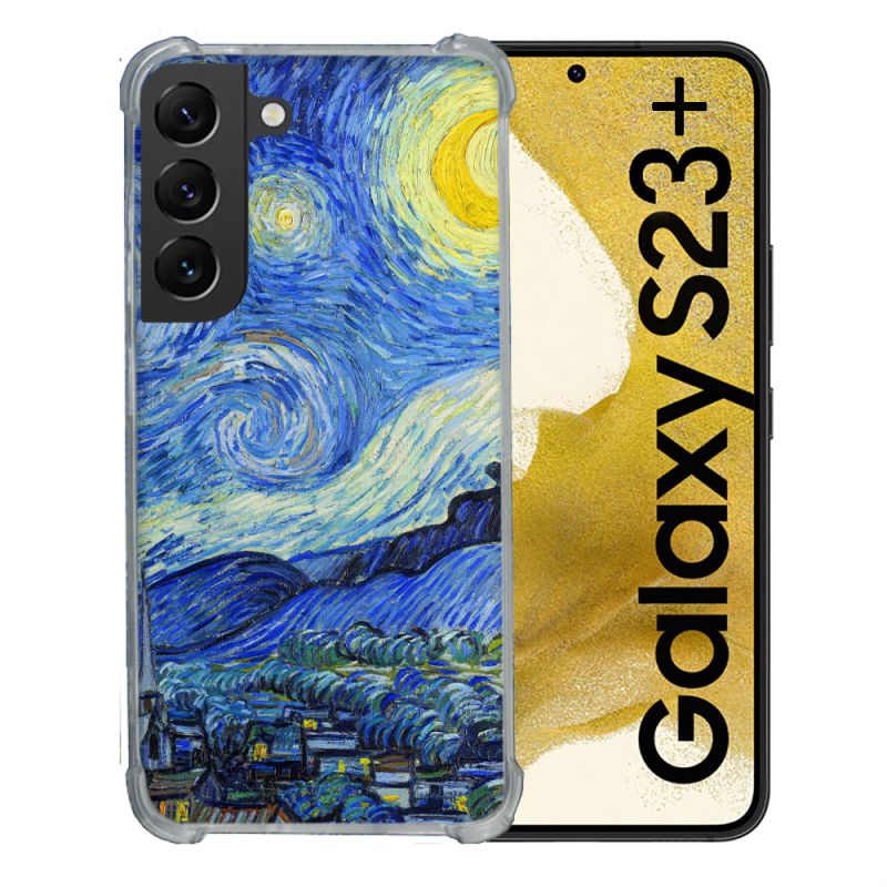 Coque Renforcée En Verre Trempé Pour Samsung Galaxy S23 Plus Peinture La nuit étoilée