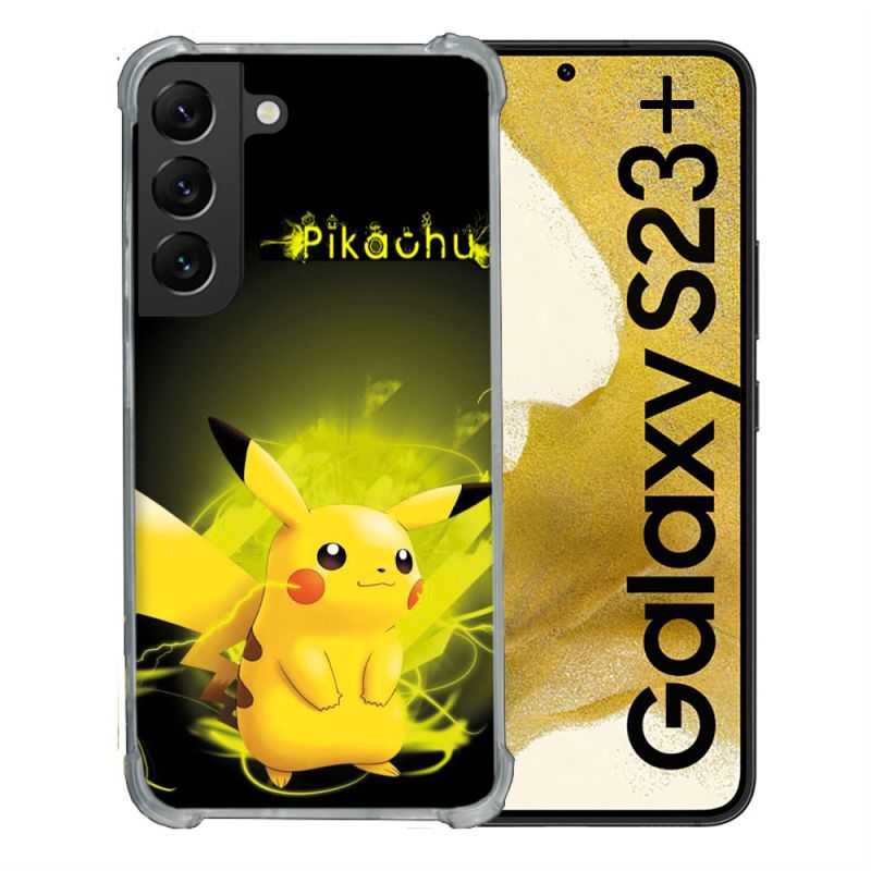 Coque Renforcée En Verre Trempé Pour Samsung Galaxy S23 Plus Pokemon Pikachu Eclair