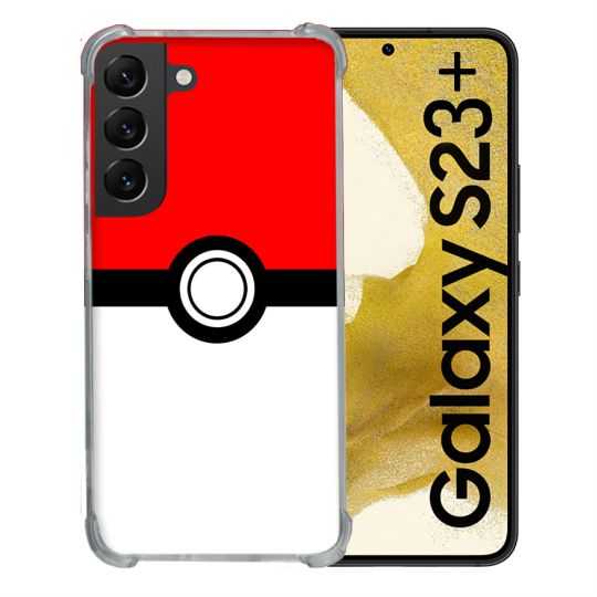 Coque Renforcée En Verre Trempé Pour Samsung Galaxy S23 Plus Pokemon Pokeball