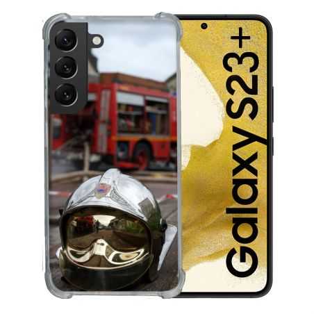 Coque Renforcée En Verre Trempé Pour Samsung Galaxy S23 Plus Pompier Casque Camion