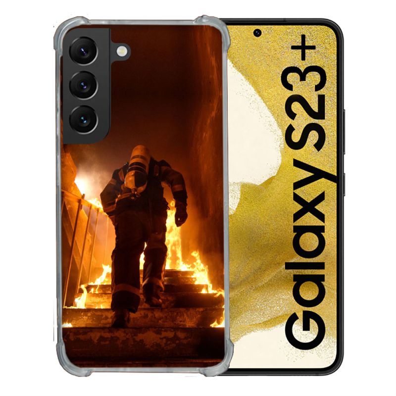 Coque Renforcée En Verre Trempé Pour Samsung Galaxy S23 Plus Pompier Escalier