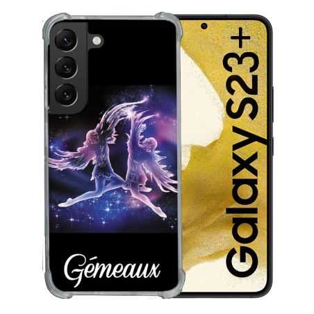Coque Renforcée En Verre Trempé Pour Samsung Galaxy S23 Plus Signe Zodiaque 2 Gémeaux