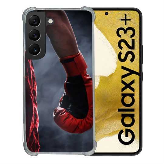 Coque Renforcée En Verre Trempé Pour Samsung Galaxy S23 Plus Sport Boxe Gant Rouge