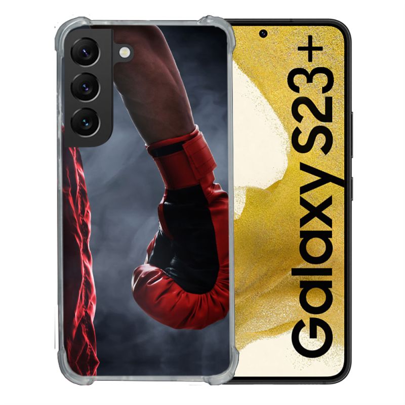 Coque Renforcée En Verre Trempé Pour Samsung Galaxy S23 Plus Sport Boxe Gant Rouge