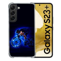 Coque Renforcée En Verre Trempé Pour Samsung Galaxy S23 Plus Sport Cyclisme Bleu
