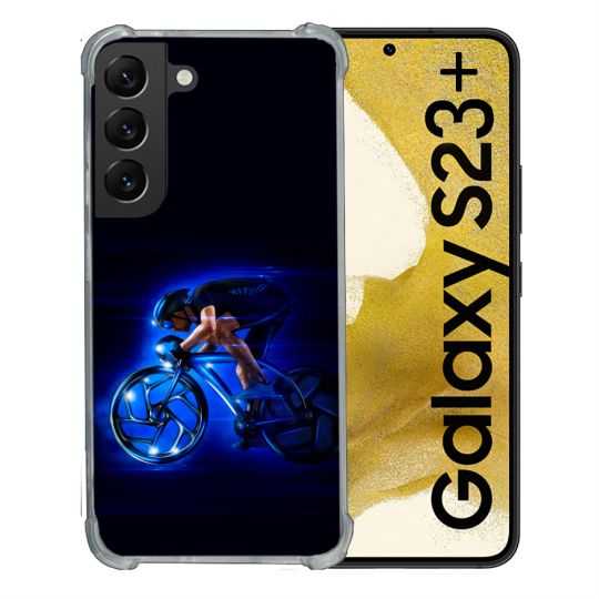 Coque Renforcée En Verre Trempé Pour Samsung Galaxy S23 Plus Sport Cyclisme Bleu