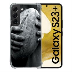 Coque Renforcée En Verre Trempé Pour Samsung Galaxy S23 Plus Sport Rugby Ballon Vintage