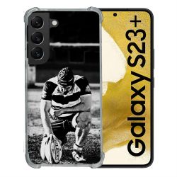 Coque Renforcée En Verre Trempé Pour Samsung Galaxy S23 Plus Sport Rugby Noir Blanc