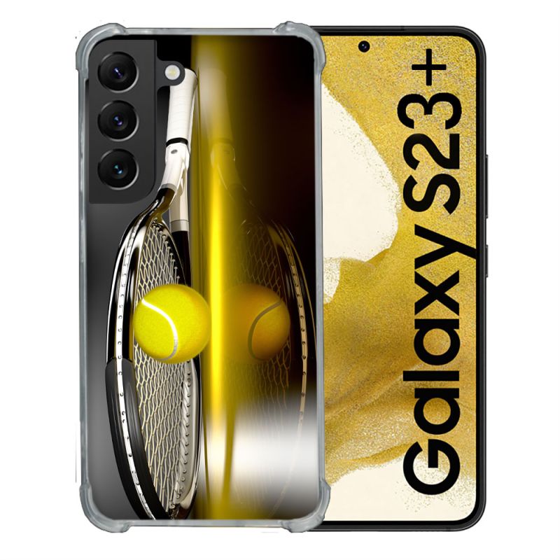 Coque Renforcée En Verre Trempé Pour Samsung Galaxy S23 Plus Sport Tennis Reflet