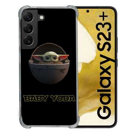 Coque Renforcée En Verre Trempé Pour Samsung Galaxy S23 Plus Star Wars - Yoda bebe noir