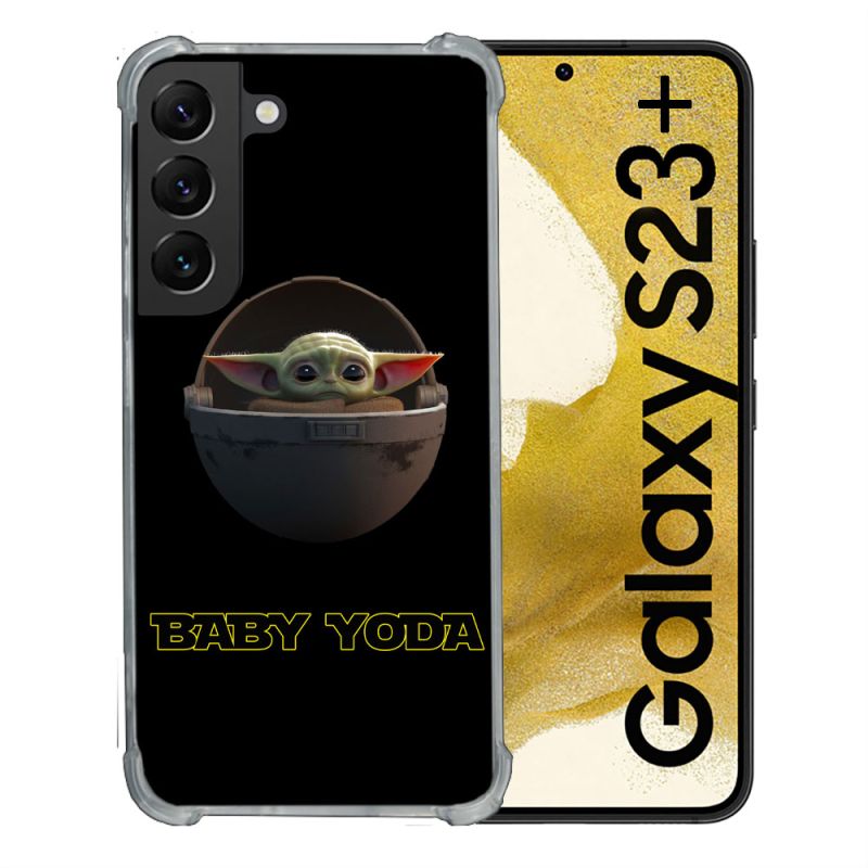 Coque Renforcée En Verre Trempé Pour Samsung Galaxy S23 Plus Star Wars - Yoda bebe noir