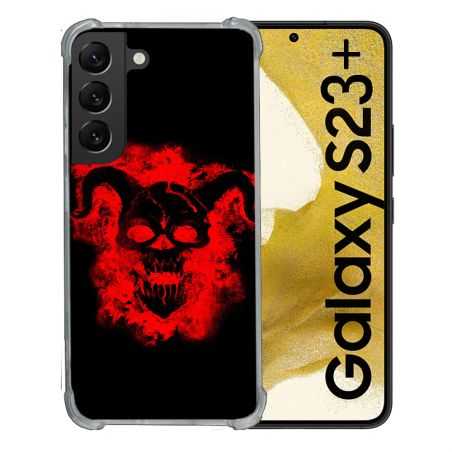 Coque Renforcée En Verre Trempé Pour Samsung Galaxy S23 Plus Tete de Mort Diable