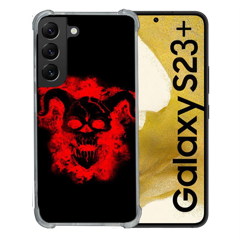 Coque Renforcée En Verre Trempé Pour Samsung Galaxy S23 Plus Tete de Mort Diable