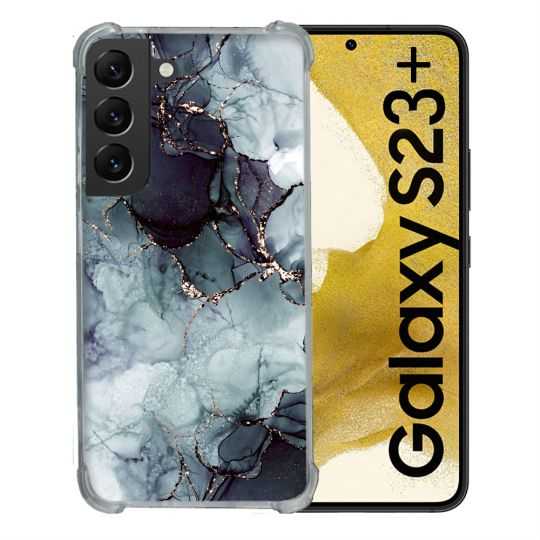 Coque Renforcée En Verre Trempé Pour Samsung Galaxy S23 Plus Texture Marbre Gris