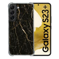 Coque Renforcée En Verre Trempé Pour Samsung Galaxy S23 Plus Texture Marbre Noir