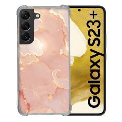 Coque Renforcée En Verre Trempé Pour Samsung Galaxy S23 Plus Texture Marbre Rose