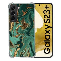 Coque Renforcée En Verre Trempé Pour Samsung Galaxy S23 Plus Texture Marbre Vert