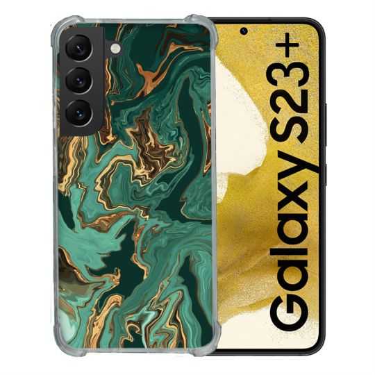 Coque Renforcée En Verre Trempé Pour Samsung Galaxy S23 Plus Texture Marbre Vert