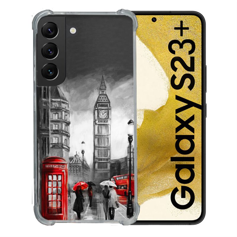 Coque Renforcée En Verre Trempé Pour Samsung Galaxy S23 Plus Voyage Angleterre Londres Vintage