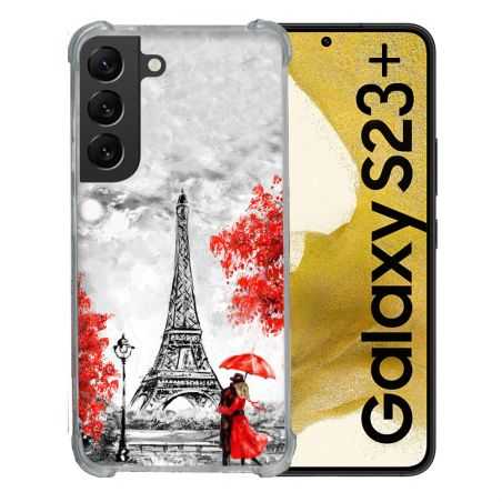 Coque Renforcée En Verre Trempé Pour Samsung Galaxy S23 Plus Voyage France Paris Rouge