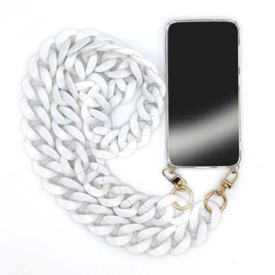 Coque Renforcée En Verre Trempé Transparente Pour Samsung Galaxy S23 Plus avec Lanière / Bandoulière / Cordon Anneaux Blanc