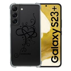 Coque Renforcée En Verre Trempé Transparente Pour Samsung Galaxy S23 Plus Cœur infini