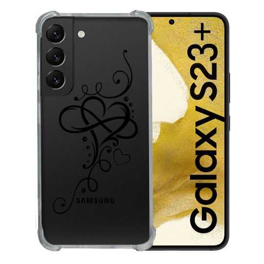 Coque Renforcée En Verre Trempé Transparente Pour Samsung Galaxy S23 Plus Cœur infini