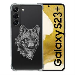 Coque Renforcée En Verre Trempé Transparente Pour Samsung Galaxy S23 Plus Loup