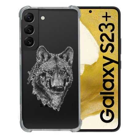 Coque Renforcée En Verre Trempé Transparente Pour Samsung Galaxy S23 Plus Loup