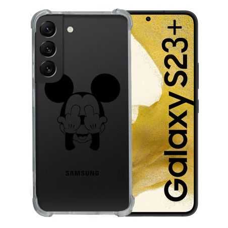 Coque Renforcée En Verre Trempé Transparente Pour Samsung Galaxy S23 Plus Mickey doigt