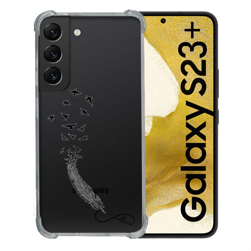 Coque Renforcée En Verre Trempé Transparente Pour Samsung Galaxy S23 Plus Plume Infini