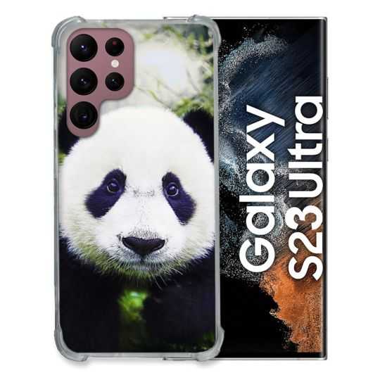 Coque Renfocée en Verre Trempé Pour Samsung Galaxy S23 Ultra Animal Panda Color