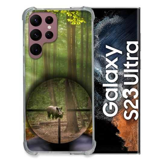 Coque Renfocée en Verre Trempé Pour Samsung Galaxy S23 Ultra Chasse Sanglier Viseur