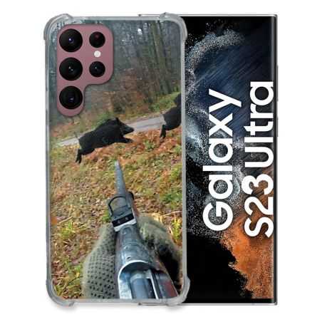 Coque Renfocée en Verre Trempé Pour Samsung Galaxy S23 Ultra Chasse Vision Tir