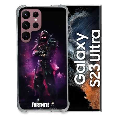 Coque Renfocée en Verre Trempé Pour Samsung Galaxy S23 Ultra Fortnite Raven