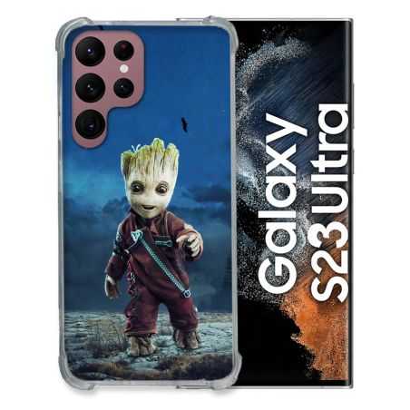 Coque Renfocée en Verre Trempé Pour Samsung Galaxy S23 Ultra Groot Bleu