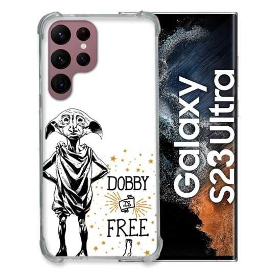 Coque Renfocée en Verre Trempé Pour Samsung Galaxy S23 Ultra Harry Potter Dobby Free Blanc