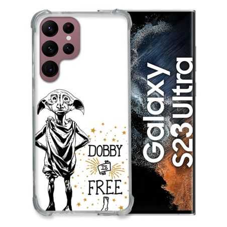 Coque Renfocée en Verre Trempé Pour Samsung Galaxy S23 Ultra Harry Potter Dobby Free Blanc