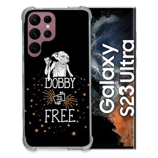 Coque Renfocée en Verre Trempé Pour Samsung Galaxy S23 Ultra Harry Potter Dobby Free Noir