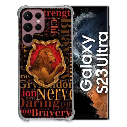 Coque Renfocée en Verre Trempé Pour Samsung Galaxy S23 Ultra Harry Potter Griffondor