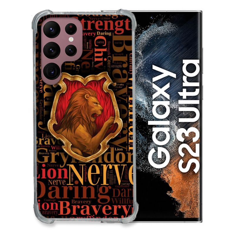 Coque Renfocée en Verre Trempé Pour Samsung Galaxy S23 Ultra Harry Potter Griffondor