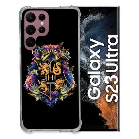 Coque Renfocée en Verre Trempé Pour Samsung Galaxy S23 Ultra Harry Potter Hogwarts