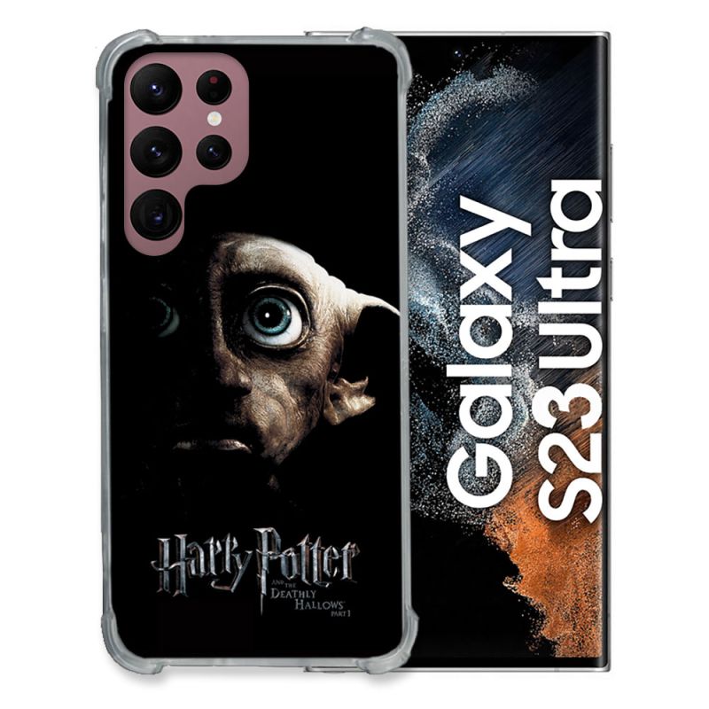 Coque Renfocée en Verre Trempé Pour Samsung Galaxy S23 Ultra Harry Potter Hollows Dobby