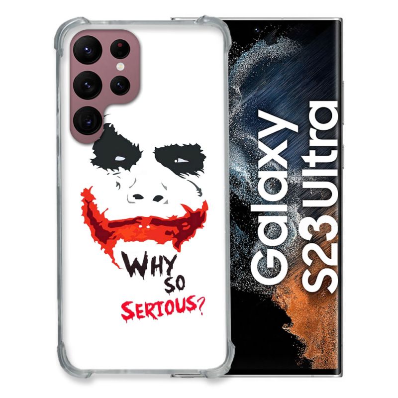 Coque Renfocée en Verre Trempé Pour Samsung Galaxy S23 Ultra Joker Blanc